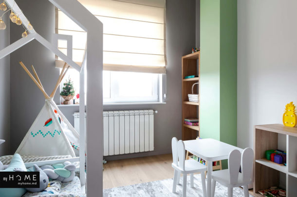 Mobilier în culori pastelate pentru camera de copii a Mirandei